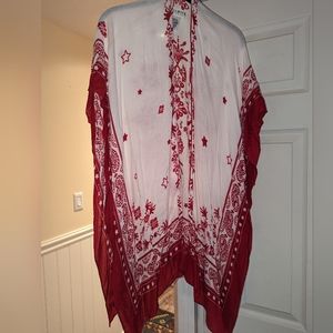 Idyllwind Red and White Bandana Print Shawl